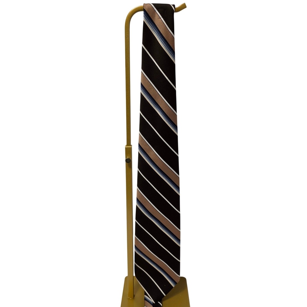 The Mens Shop JCPenney Tie Brown Tan Blue Diagonal Stripe Made in Italy